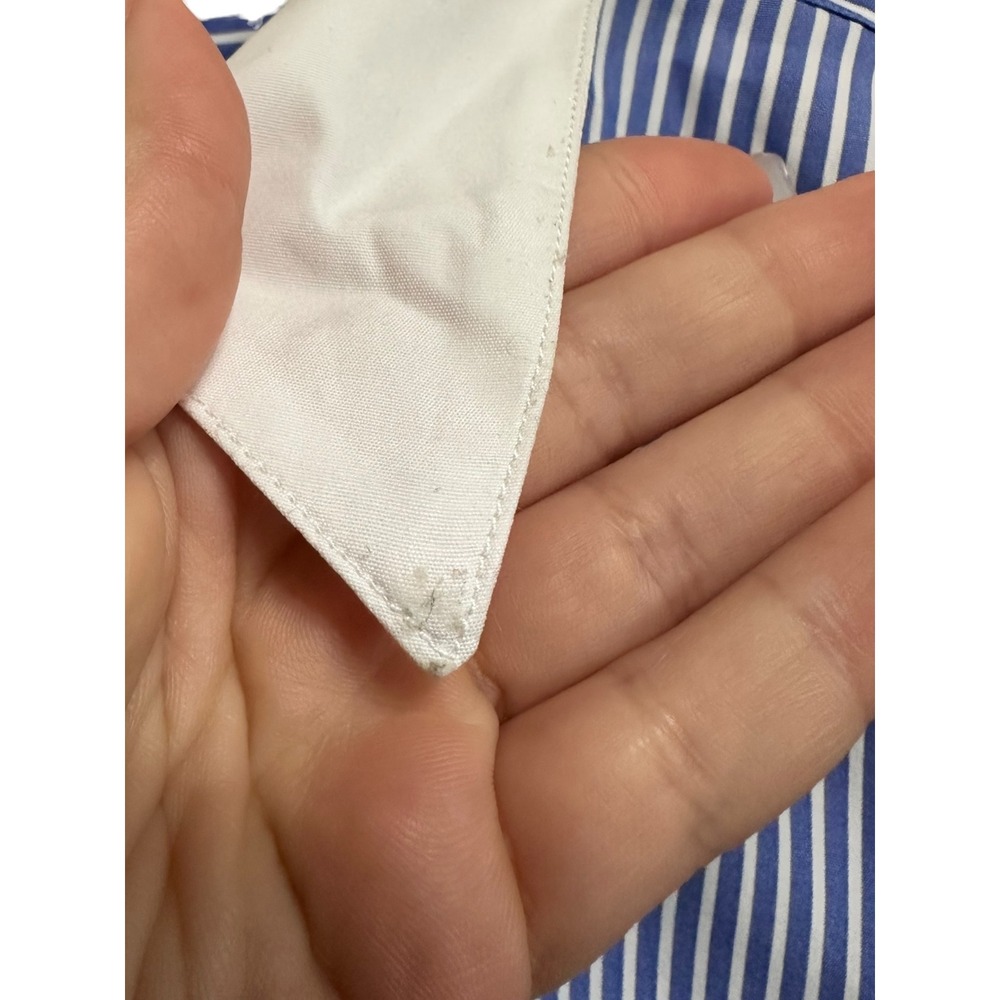 Marie‎ Marot X J.Crew Thomas Mason cotton poplin Blue White Stripe Shirt size 20 - Picture 4 of 7